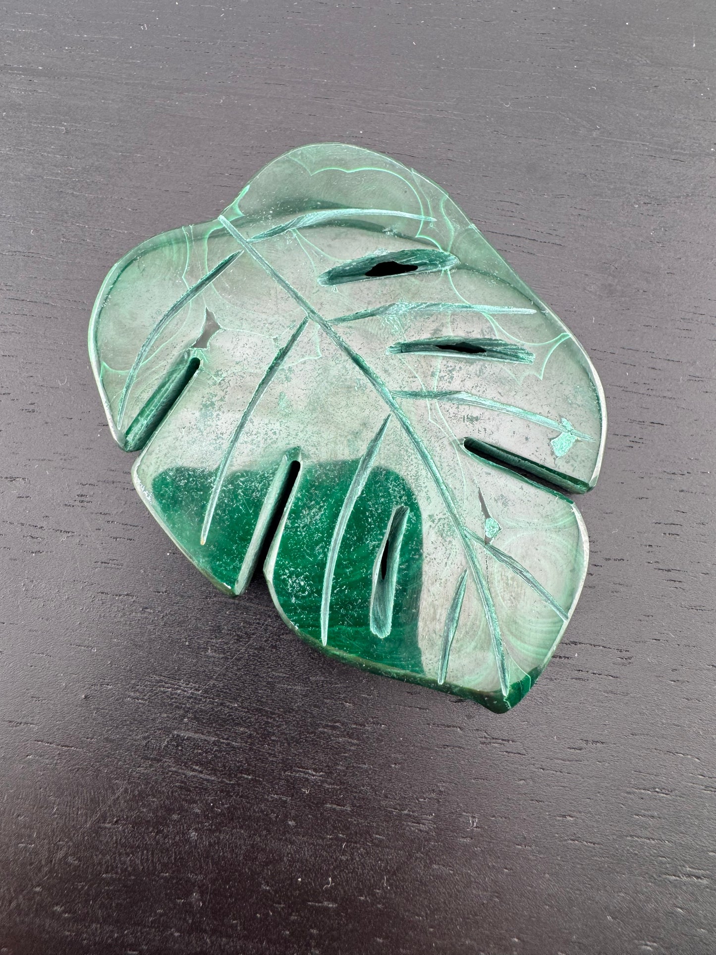 Malachite Monstera Deliciosa Carving