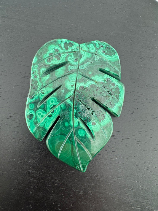 Malachite Monstera Deliciosa Carving
